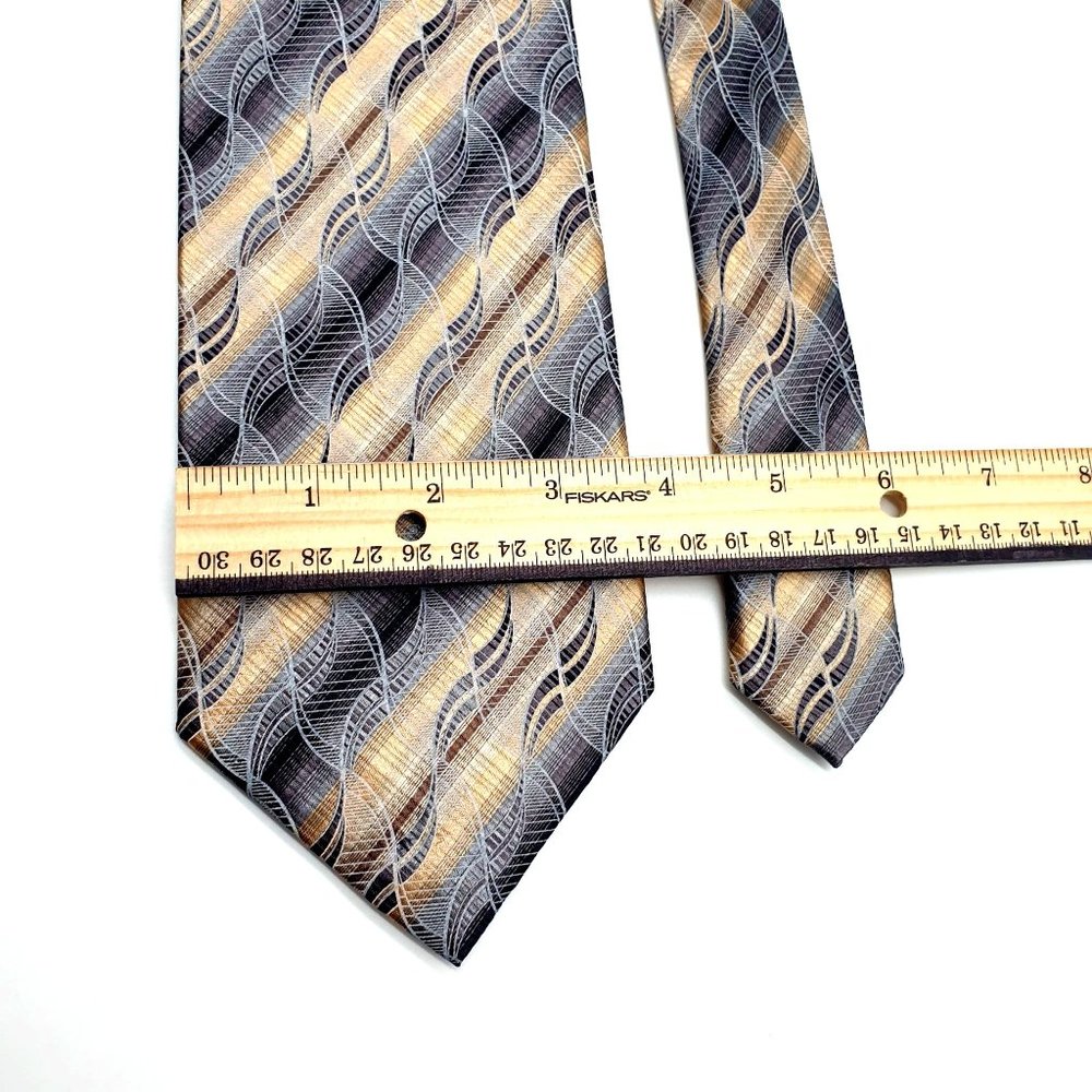 Aldolfo Mens Necktie Accessory Office Work Casual Dad Gift Designer Silver Tan - Picture 3 of 5